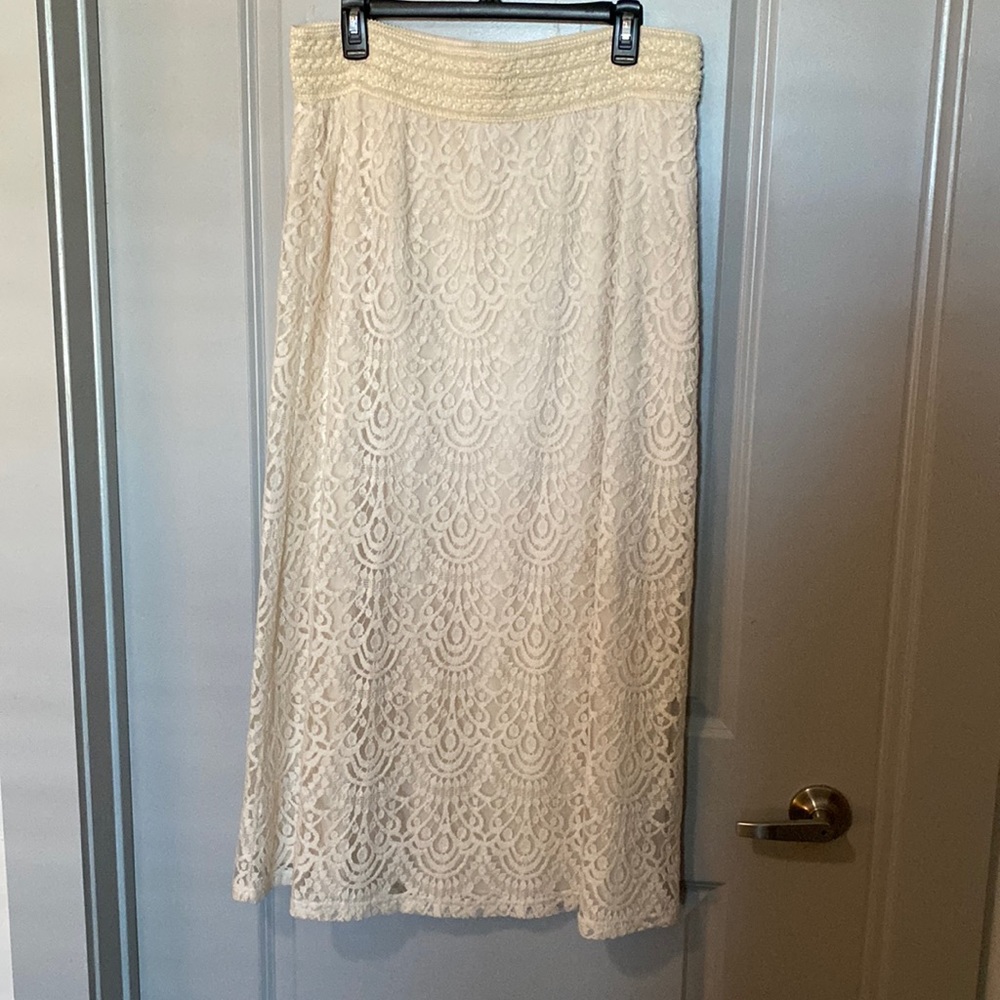 Long white lace skirt